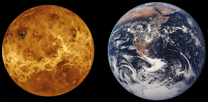画像：金星と地球