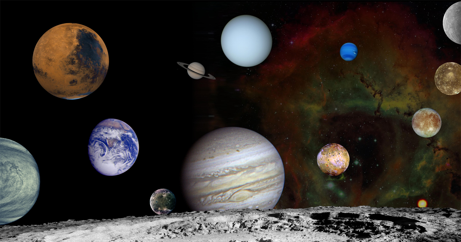 イメージ：太陽系の天体