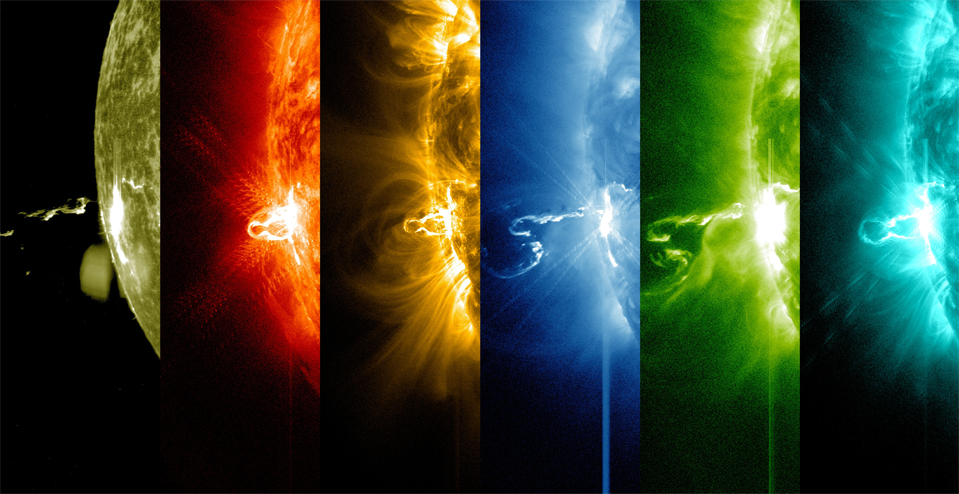 画像：様々な波長でとらえた太陽