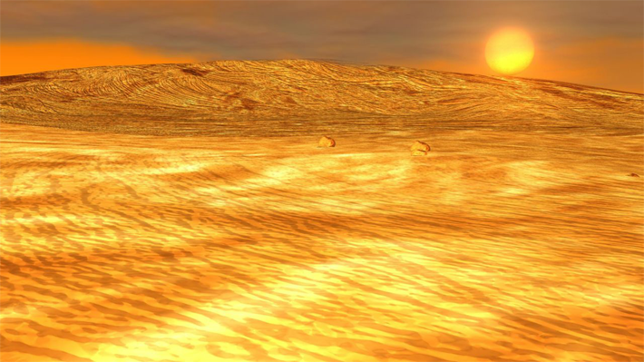 画像：金星の地表は黄昏色の一面の荒野