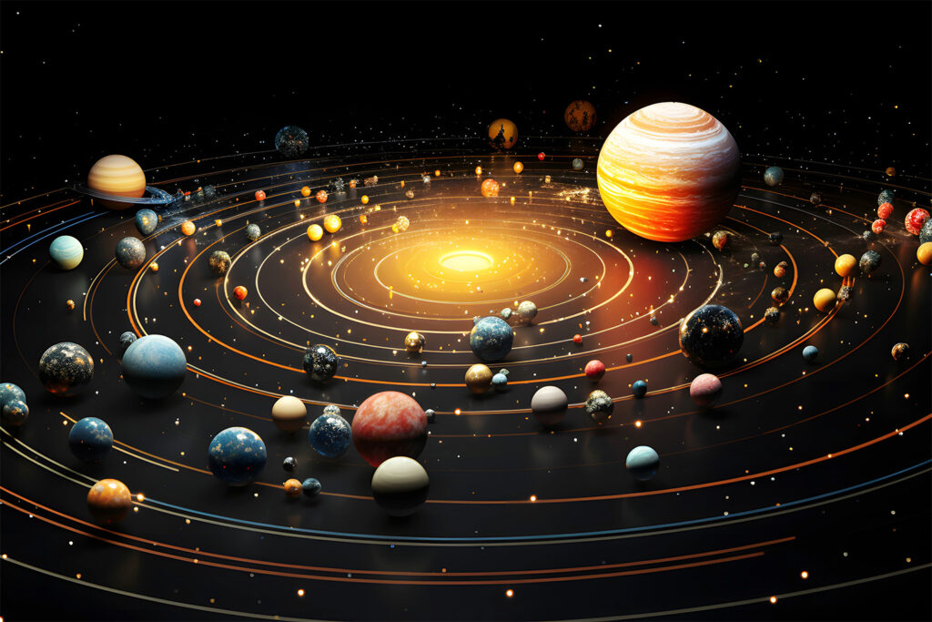 イメージ：太陽系に浮かぶ天体たち